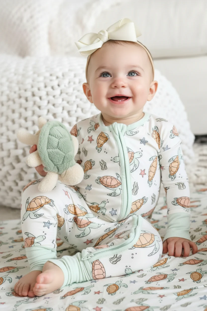 Turtley Rad Bamboo Zip Romper