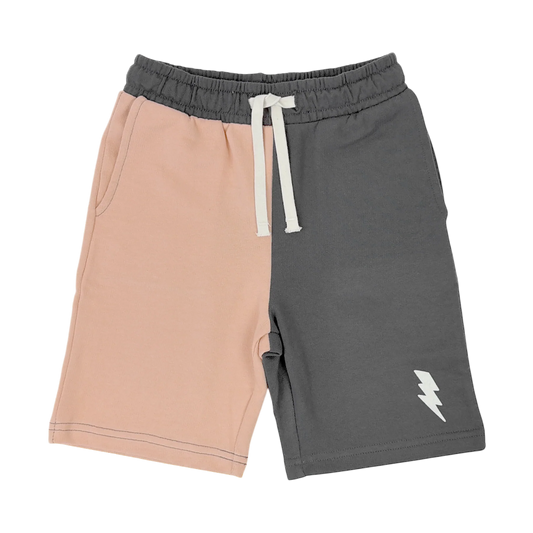 Bolt Color Block Shorts - Coral