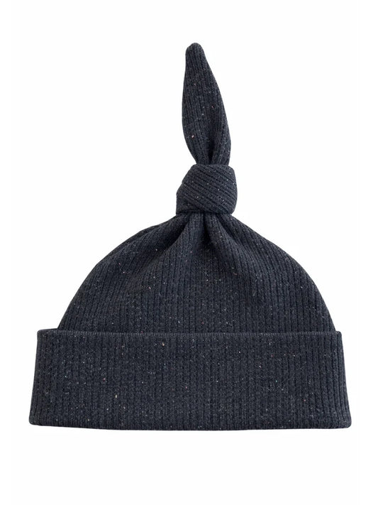 Charcoal Speckle Organic Ribbed Beanie