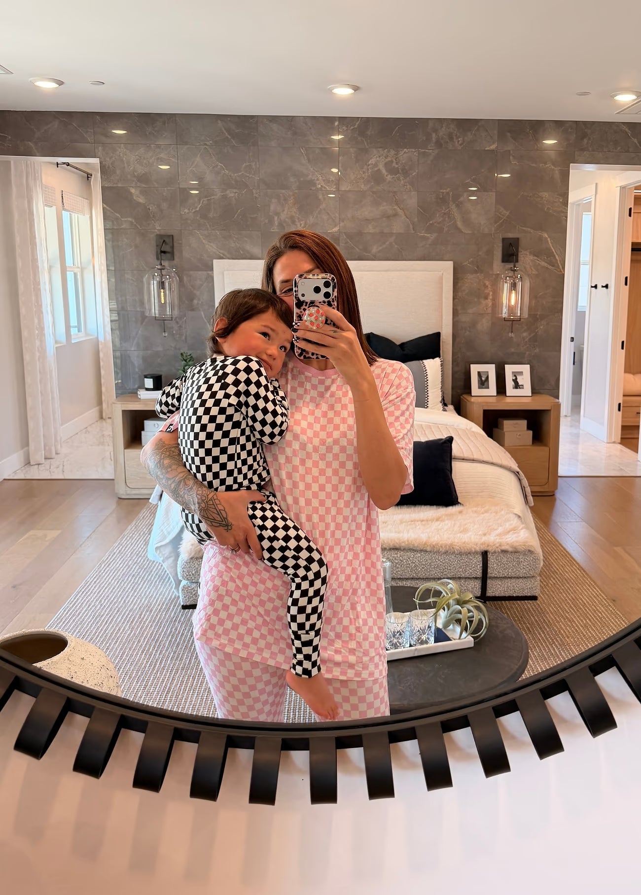 Women's Pink Classic Checker Bamboo Set
