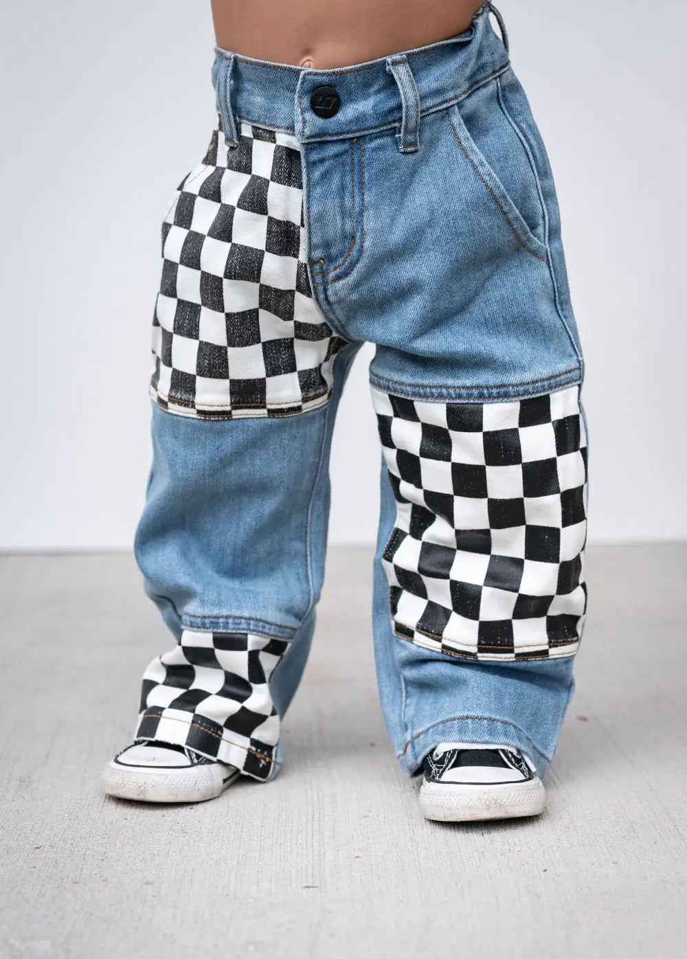 Checkered Patch Baggy Jean