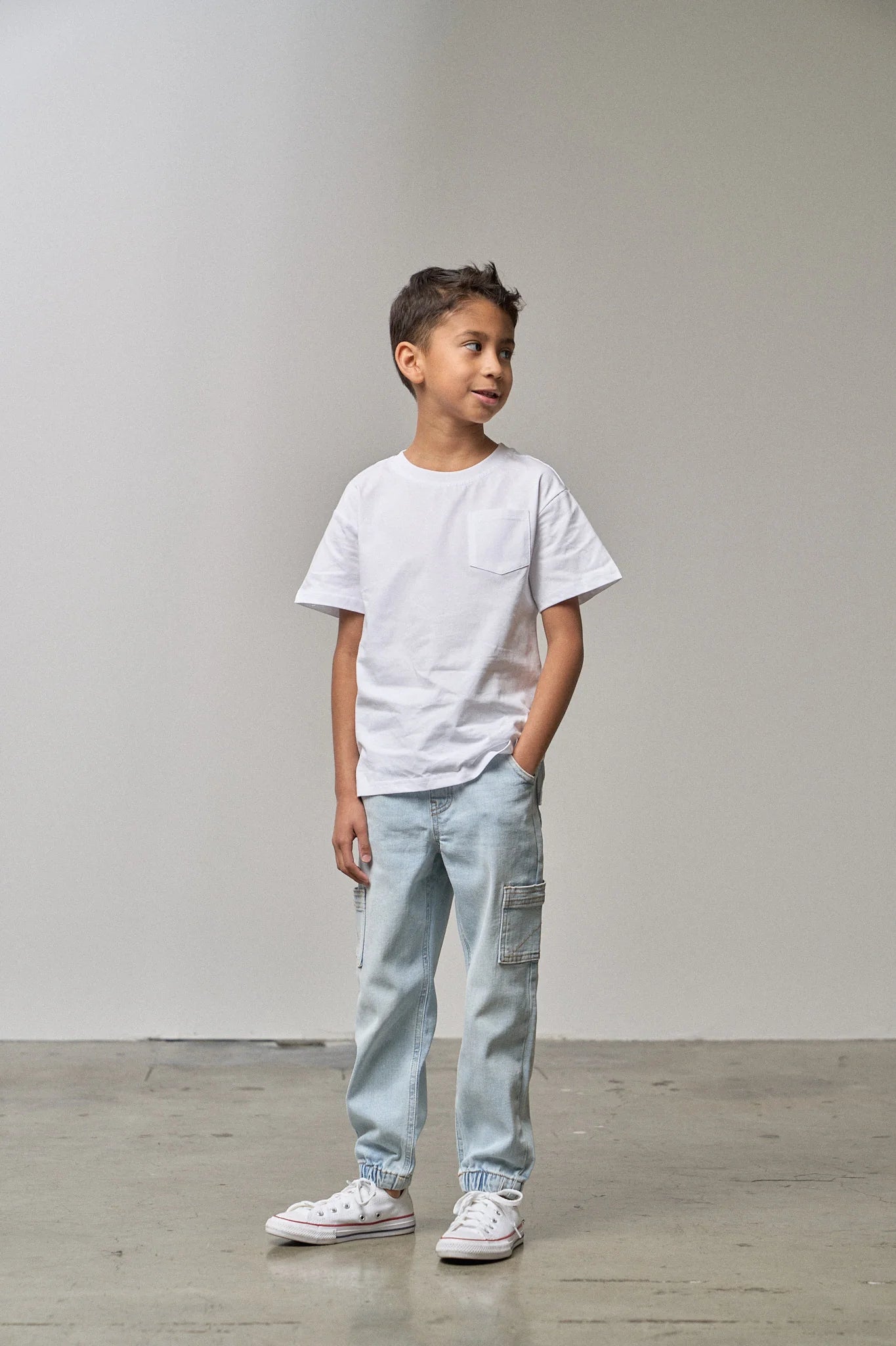 Cargo Denim Joggers - Light Wash