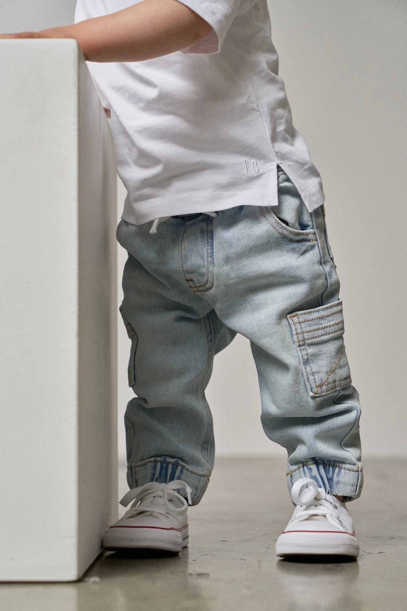 Cargo Denim Joggers - Light Wash