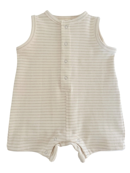 Sage Pencil Stripe - Organic Shortie Romper