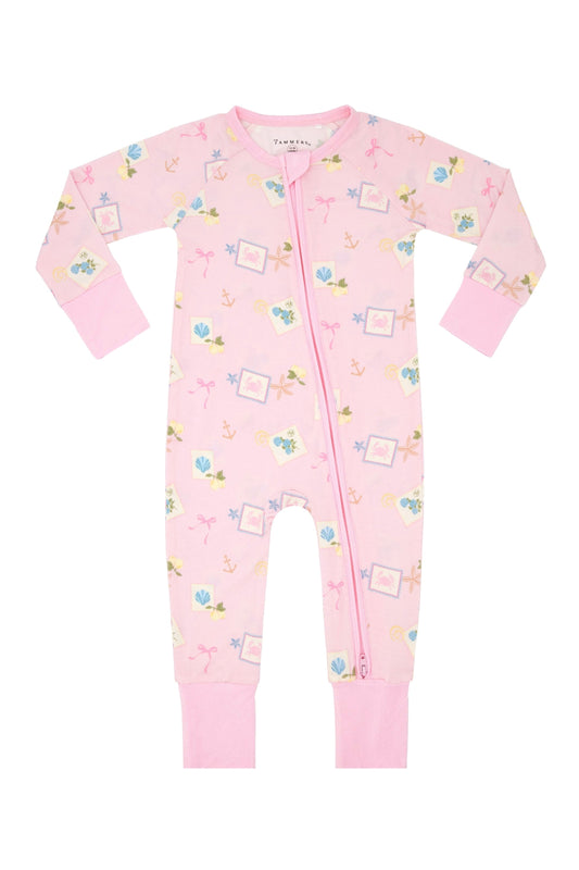 Little Coastal Love Notes Zipper Romper