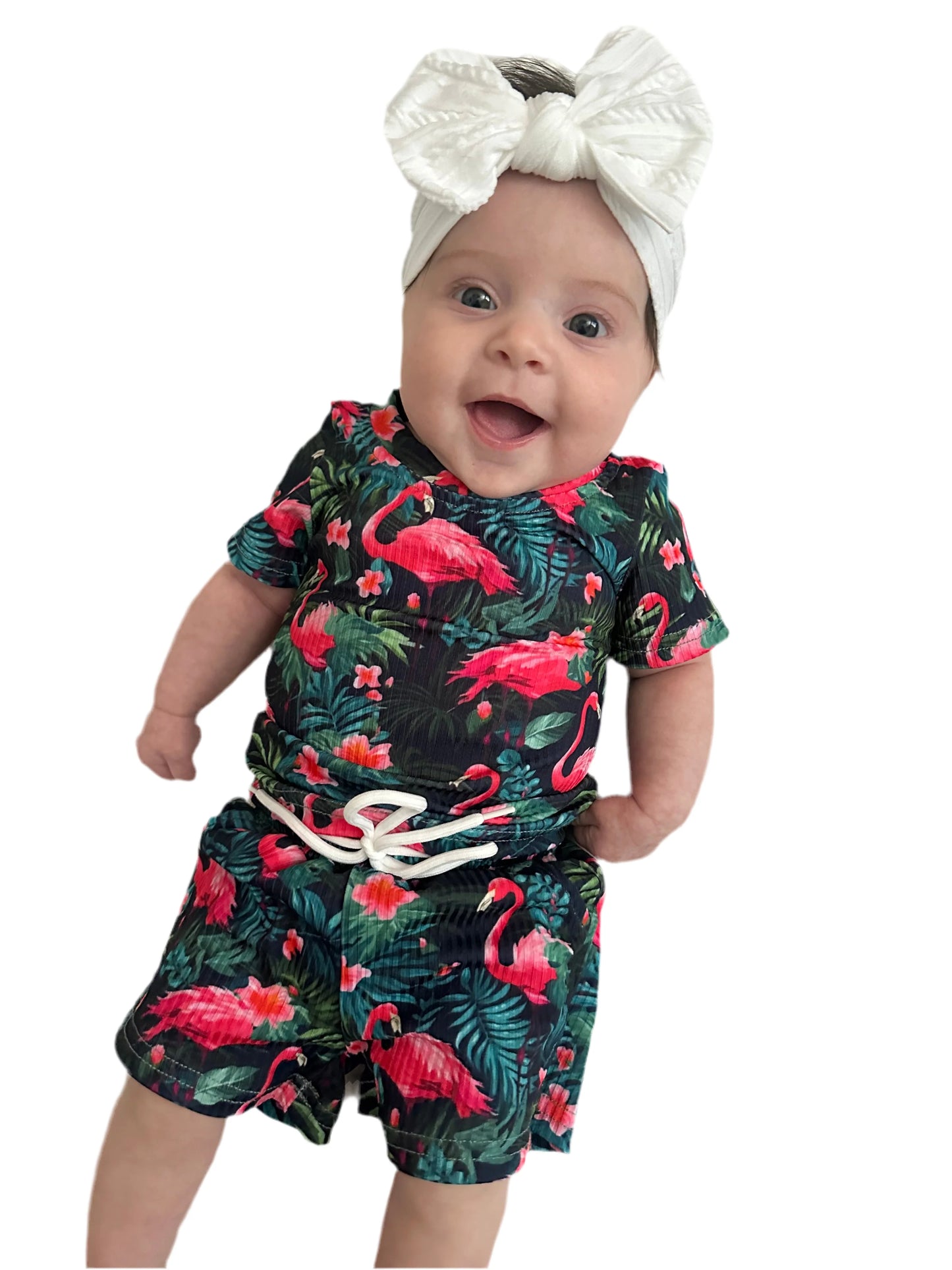 Breezy Flamingo Ribbed Set