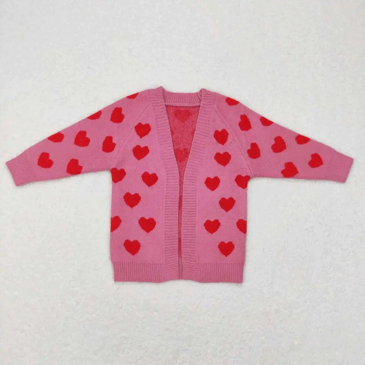 Pink + Red Heart Cardigan