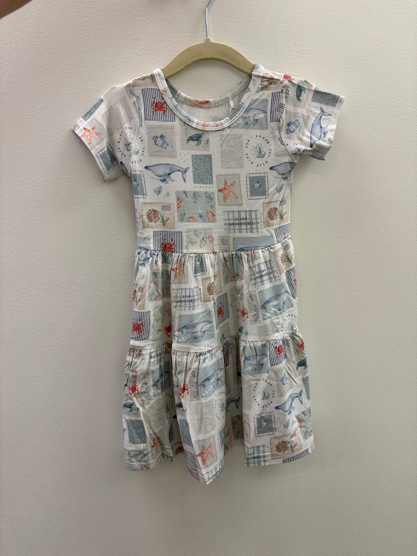 Bamboo Short Sleeve Sea Life Twirl Dress