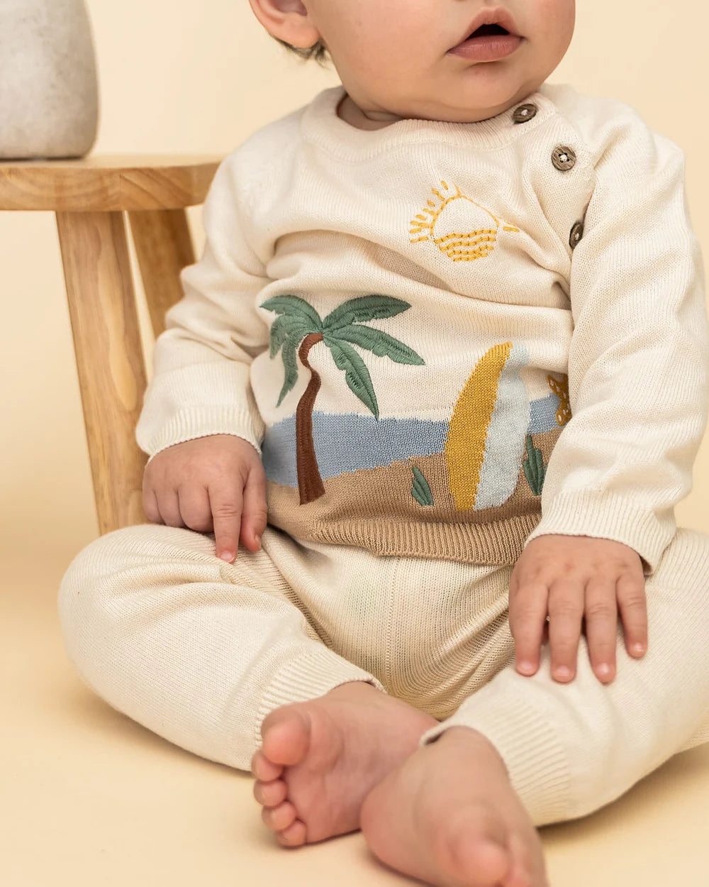Surf Embroidered Baby Knit Pullover (Organic Cotton)