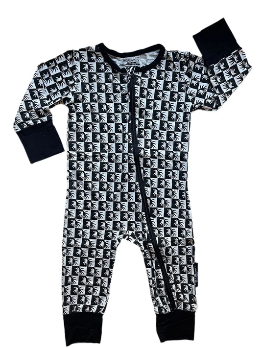 Checkered Palm Zipper Onesie