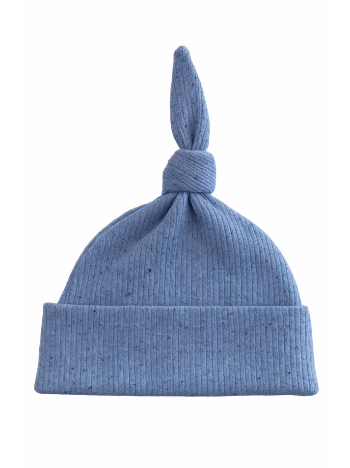 Blue Speckle Organic Ribbed Beanie