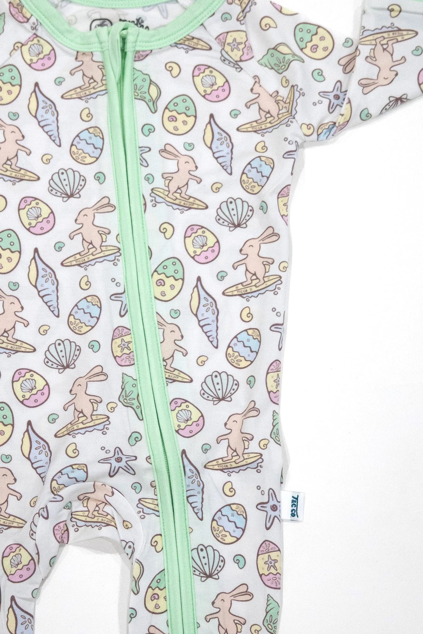 Surfing Bunnies Easter Zip Romper Pajamas