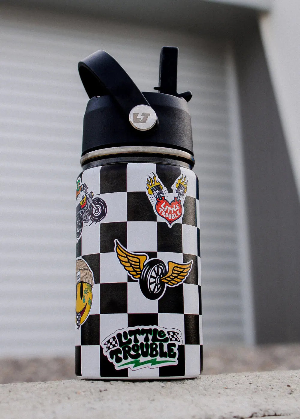 Checkered Sticker Slap Water Bottle
