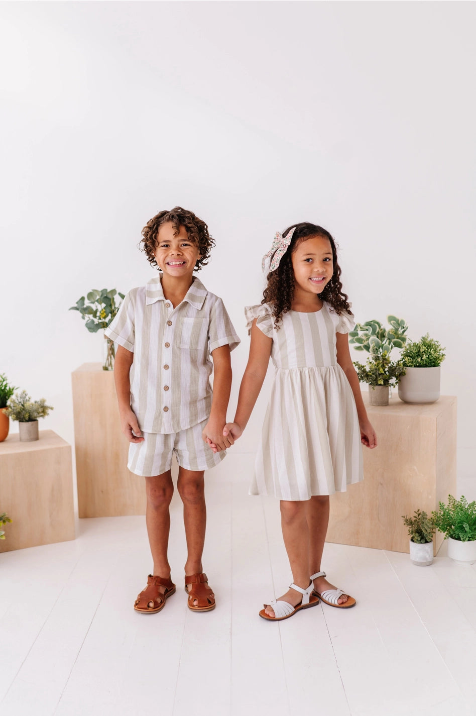 Green Coastal Stripes Boys Set