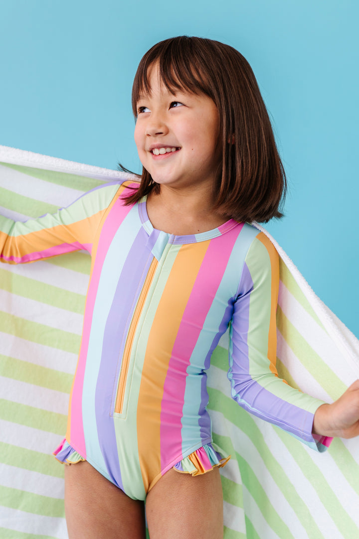Sherbet Stripes Rashguard One Piece