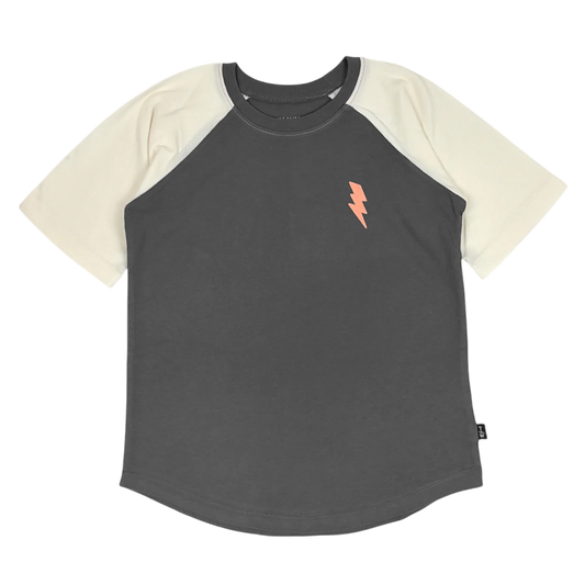 Bolt Color Block Raglan Tee - Coral
