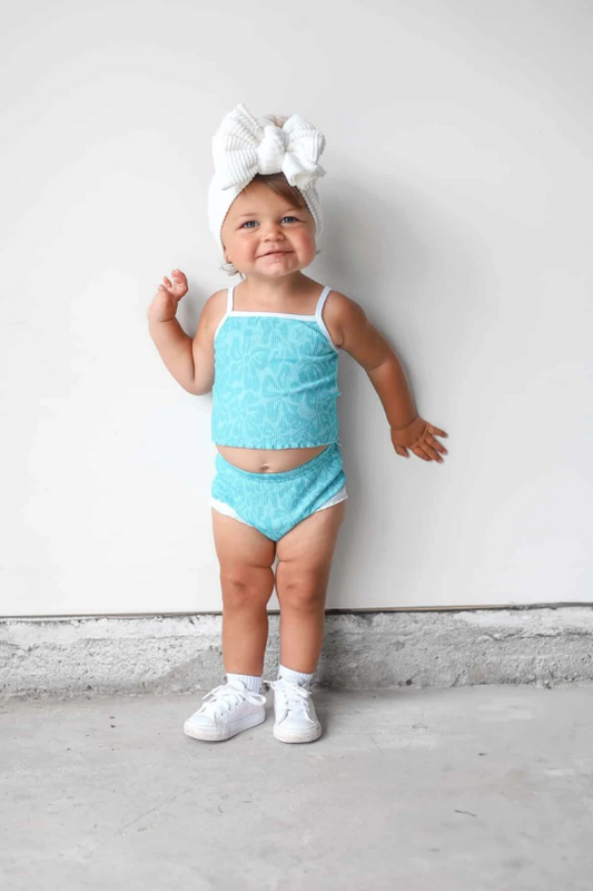 Blue Hibiscus Girls Set
