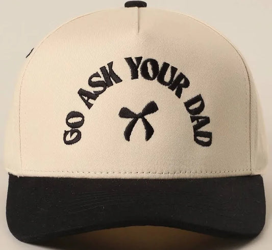 Go Ask Your Dad Two-Tone Trucker Hat- Black