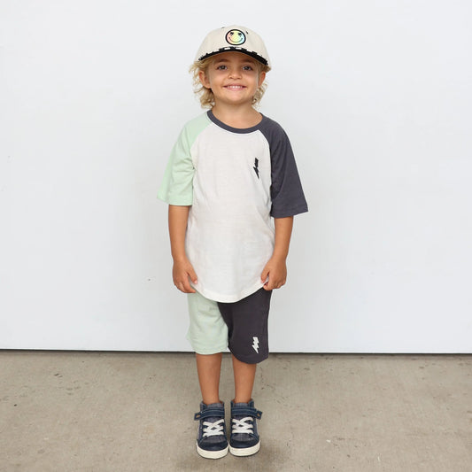 Bolt Color Block Raglan Tee - Seafoam