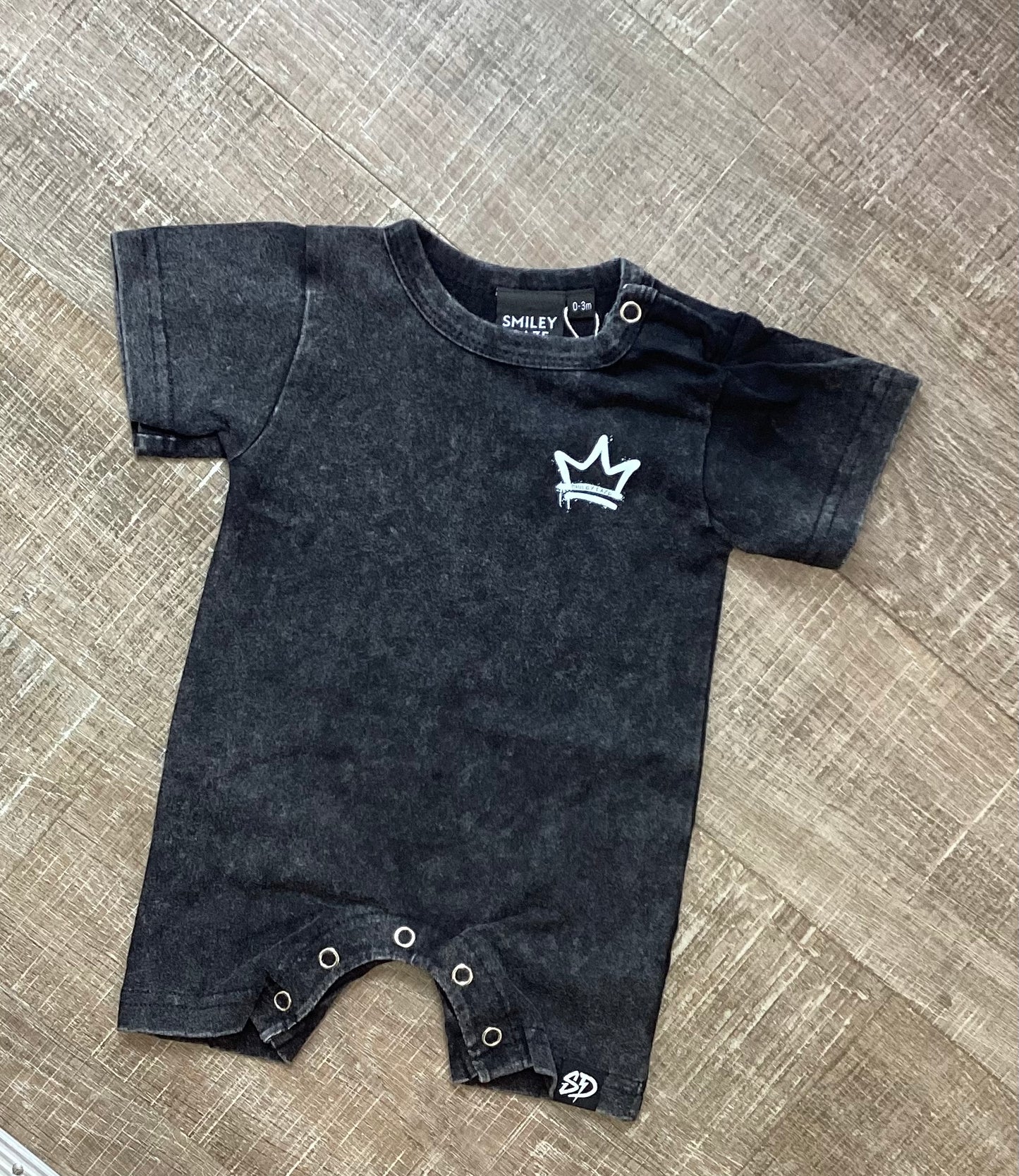 Long Live Boyhood Acid Wash Romper