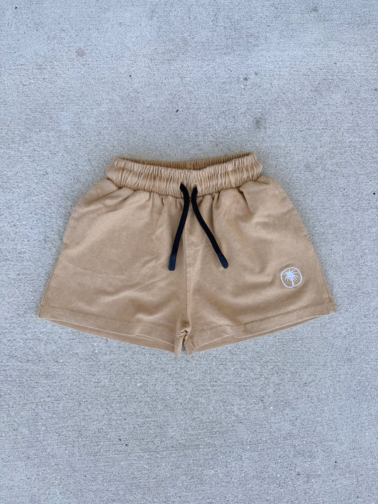 Tan Acid Wash Shorts