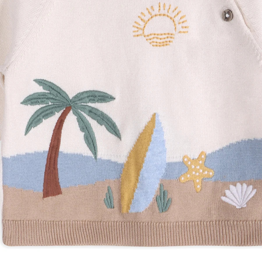 Surf Embroidered Baby Knit Pullover (Organic Cotton)