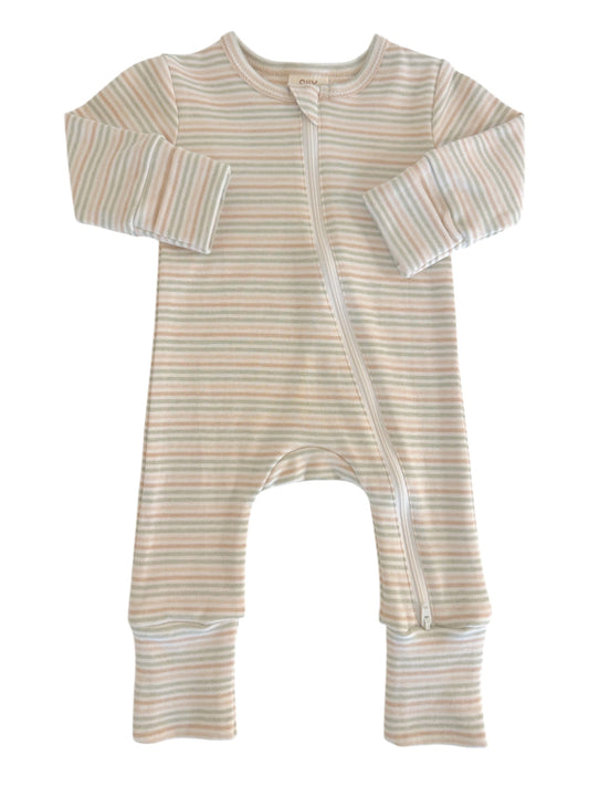 Multi Stripe - Organic 2-Way Zip Romper