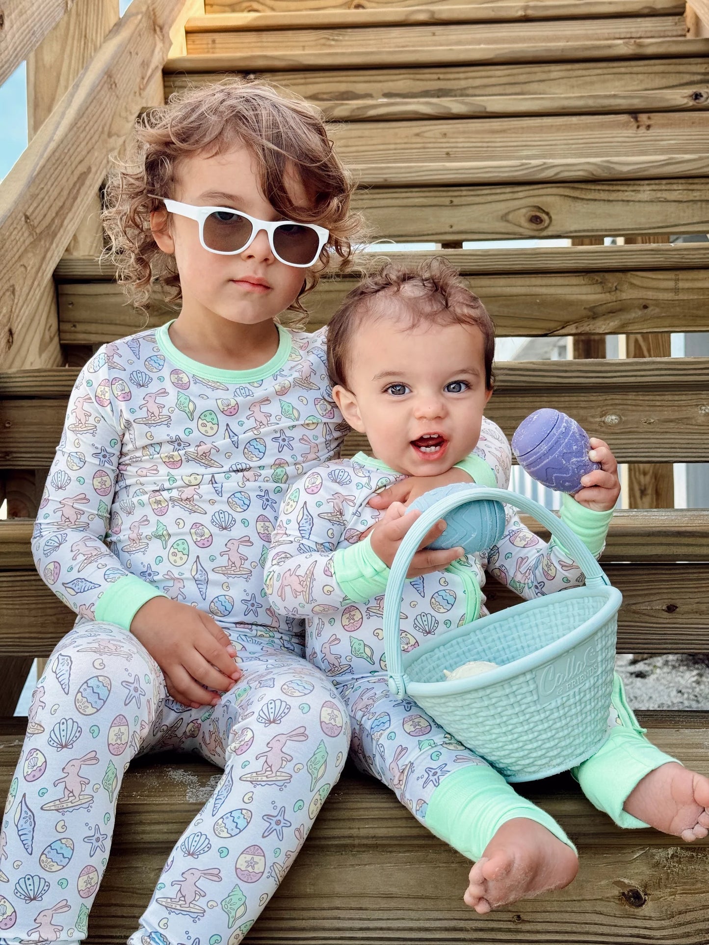 Surfing Bunnies Easter Two Piece Pajamas
