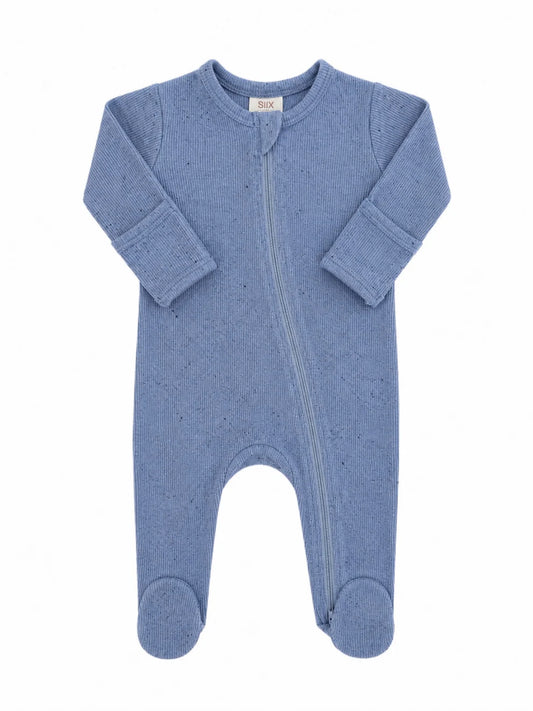 Blue Speckle 2-Way Zip Footie