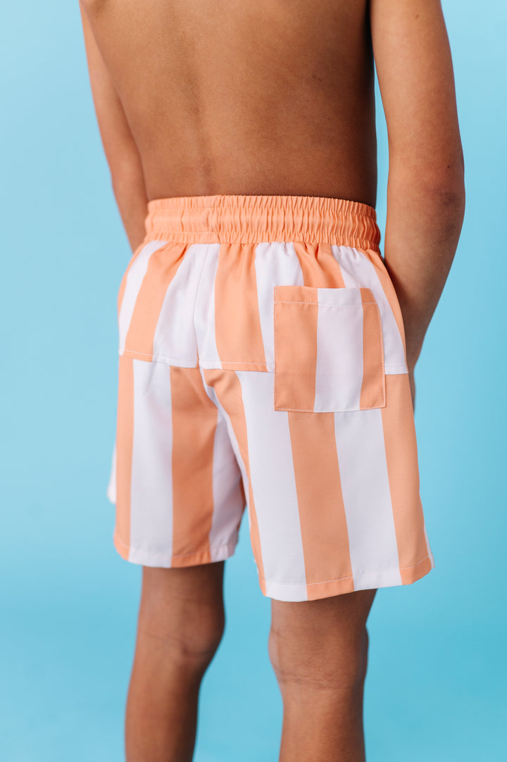 Tangerine Tide Stripes Swim Shorts