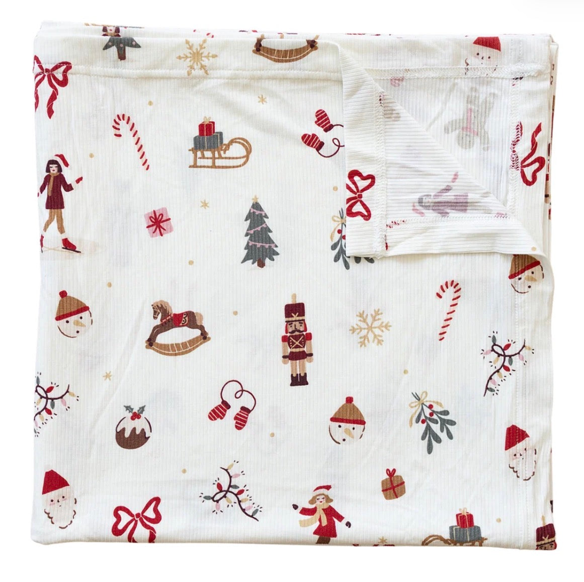 Merry and Bright Ribbed Bamboo Swaddle