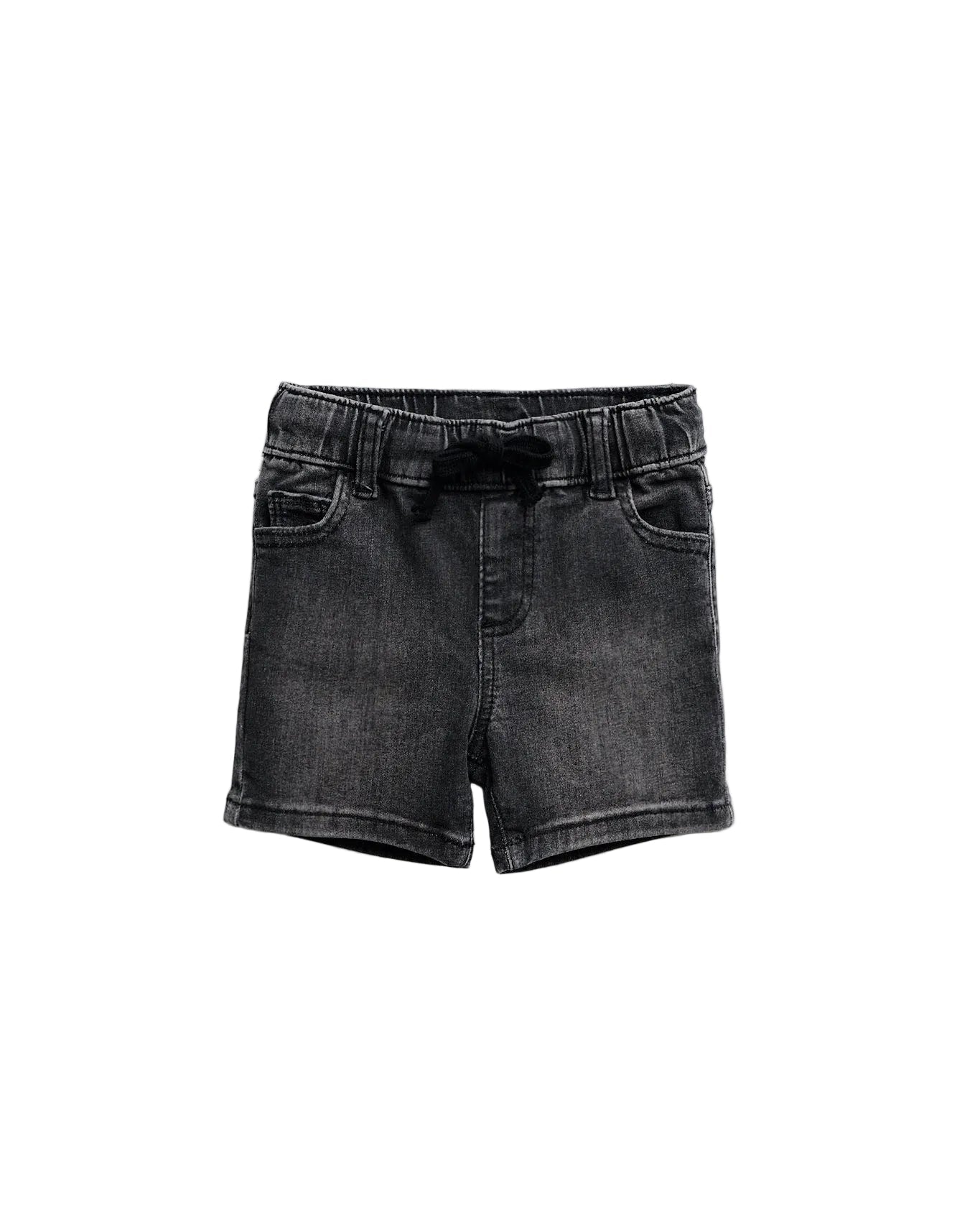 Straight Denim Shorts- Black