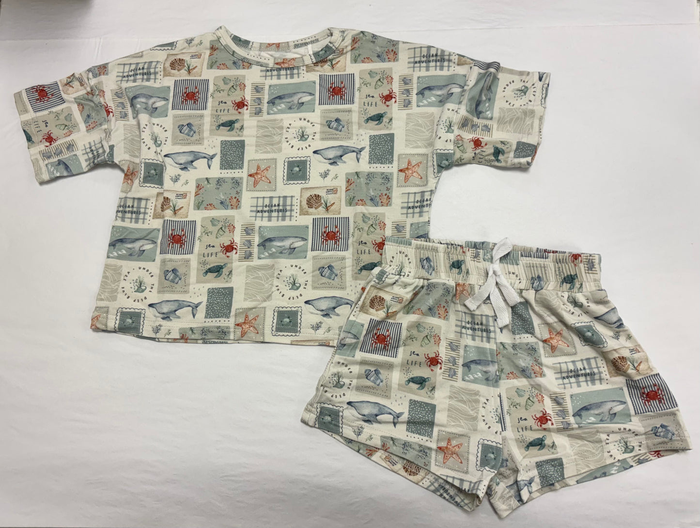 Bamboo Boxy Tee & Short Sea Life Set