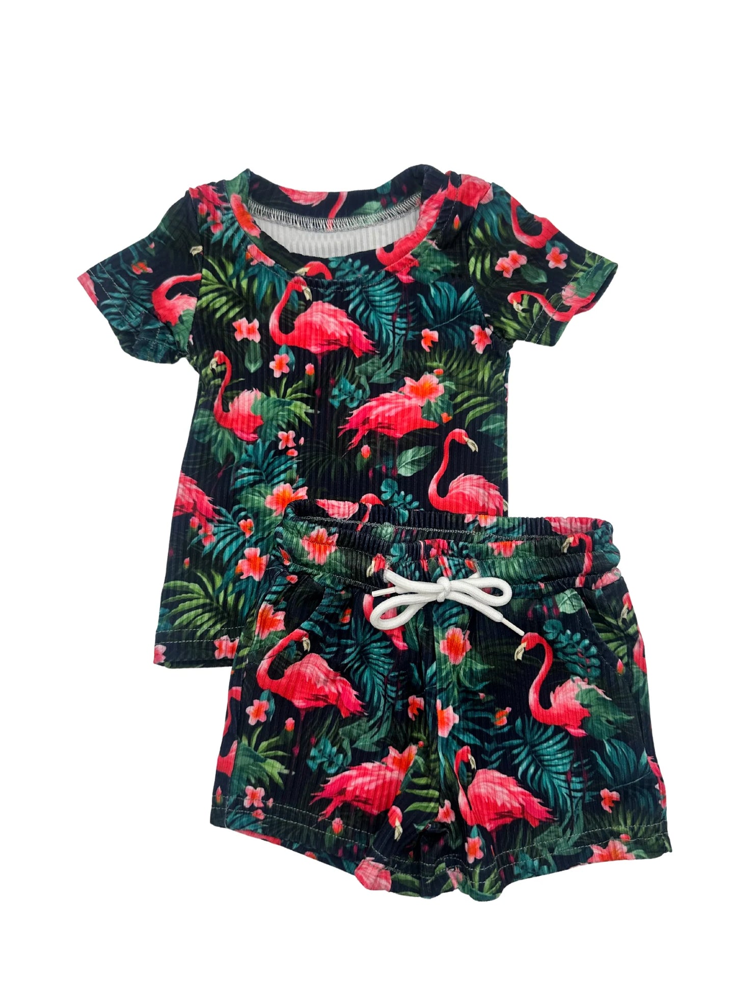 Breezy Flamingo Ribbed Set