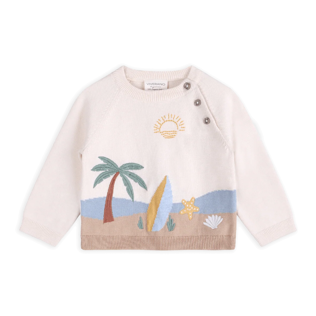 Surf Embroidered Baby Knit Pullover (Organic Cotton)