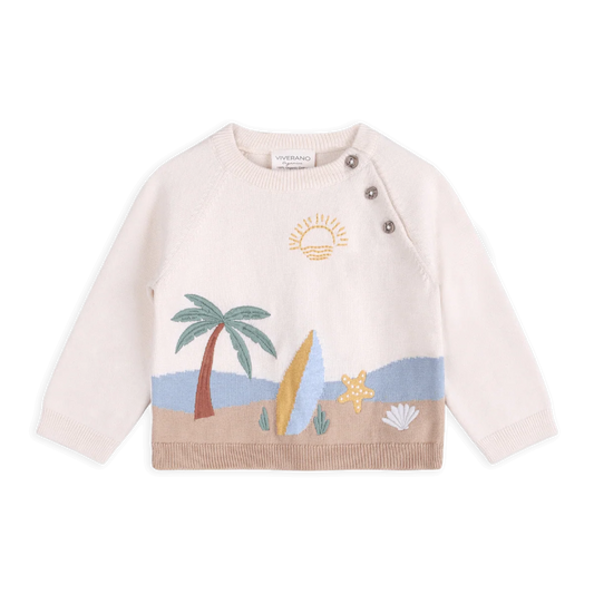 Surf Embroidered Baby Knit Pullover (Organic Cotton)