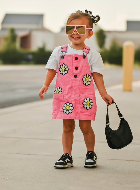Little Bloomer Pink Corduroy Dress