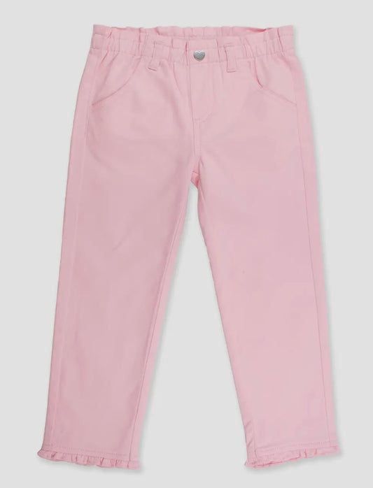 Girls Pink Ruffle Straight Jeans