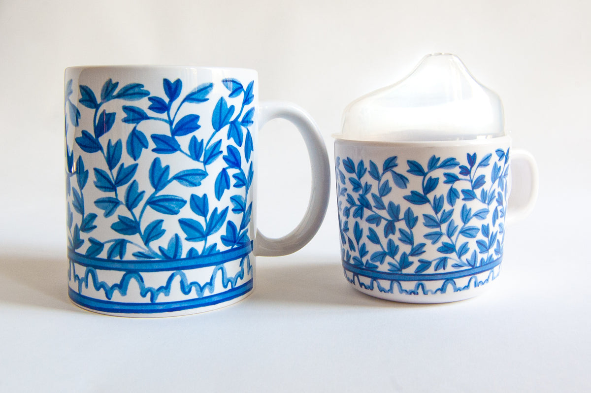 Mama & Me Cup Set - Blue + White