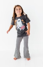 Vertical Black + White Stripe Rib Flares
