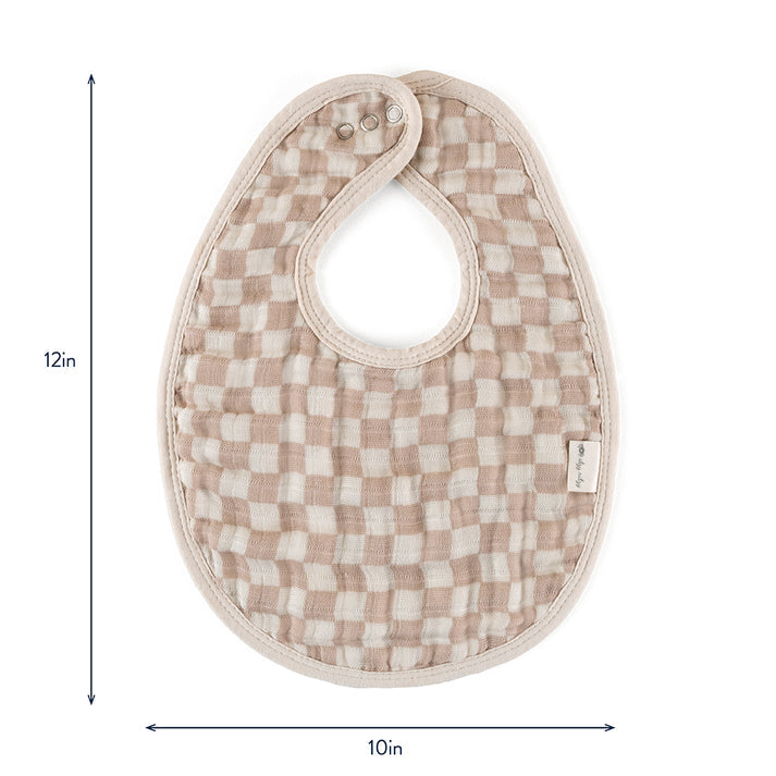 Muslin Bibs - 3 Pack Taupe Checkerboard