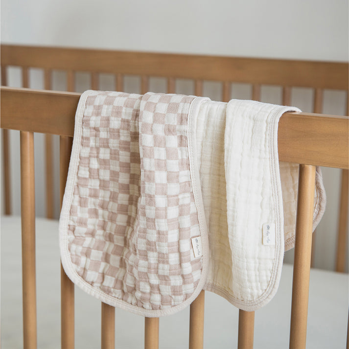 Burp Cloths 2-Pack - Toast Checkerboard