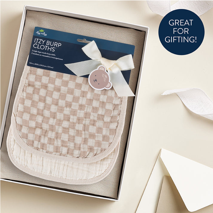 Burp Cloths 2-Pack - Toast Checkerboard
