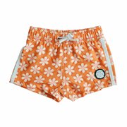 Retro Orange Floral Swim Trunks
