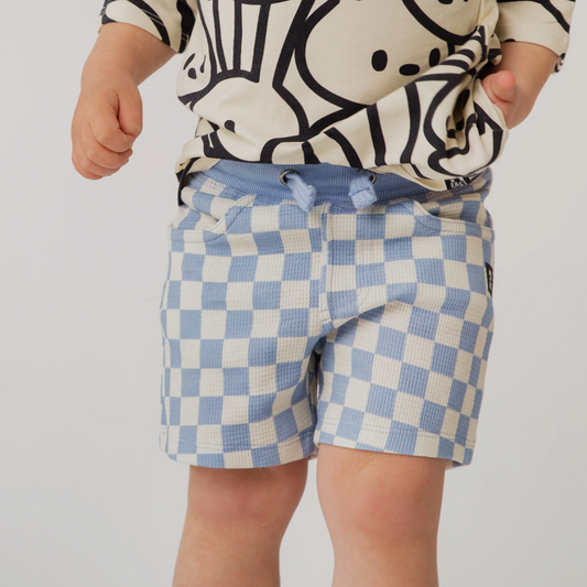 Blue Check Waffle Shorts