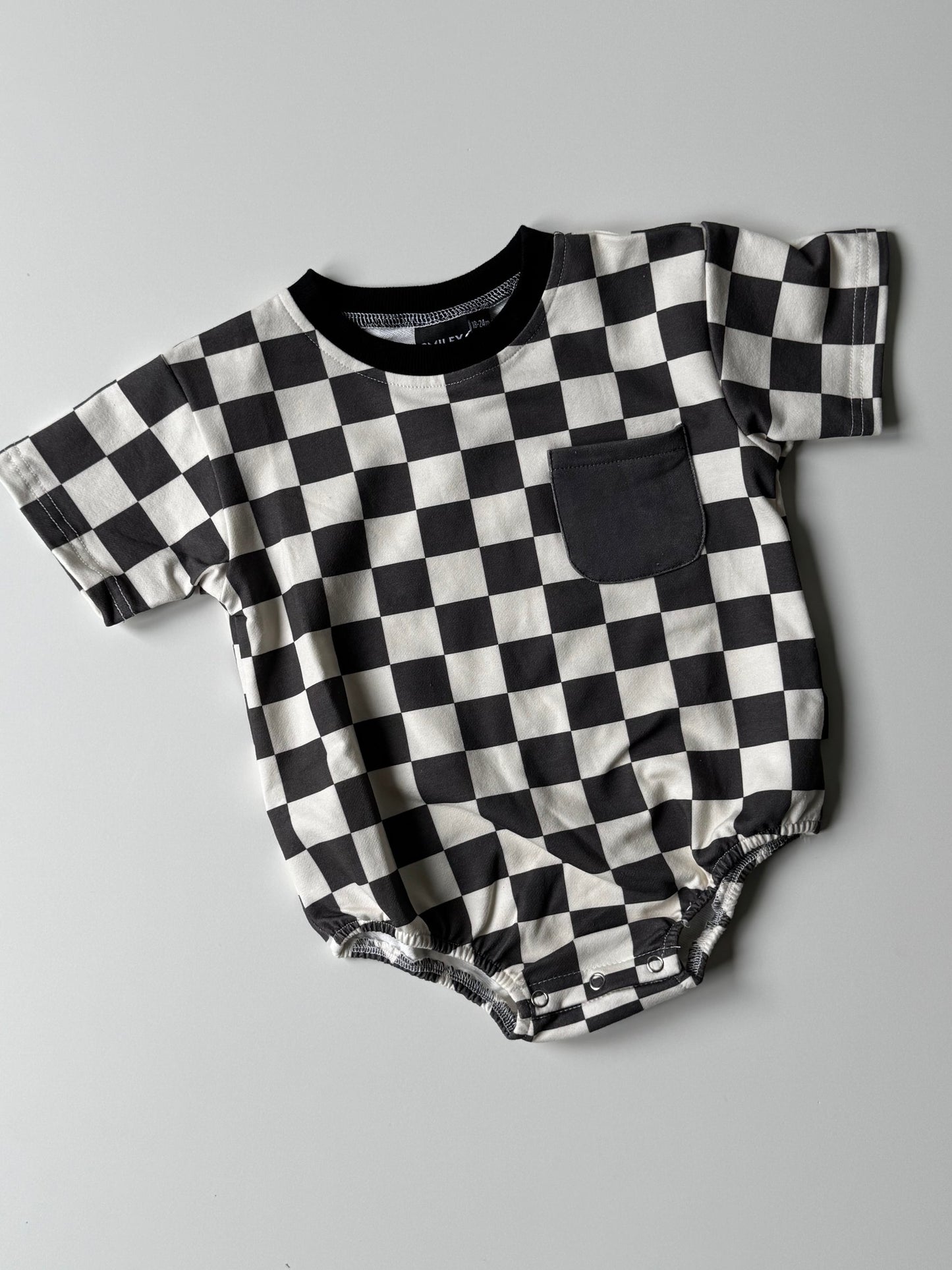 Checkered Color Block Romper