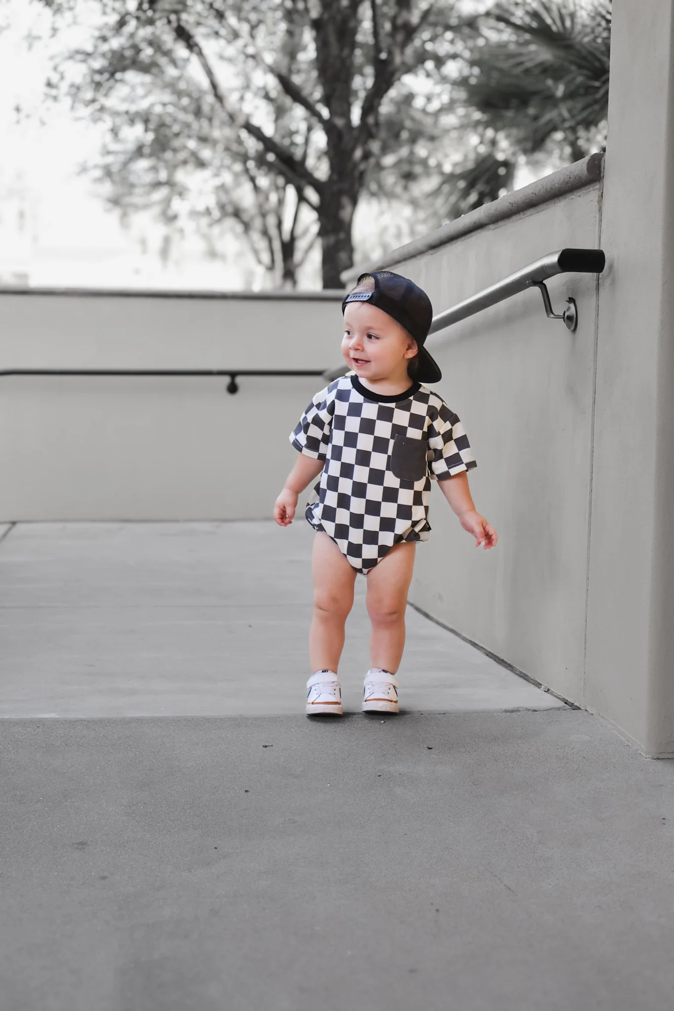 Checkered Color Block Romper