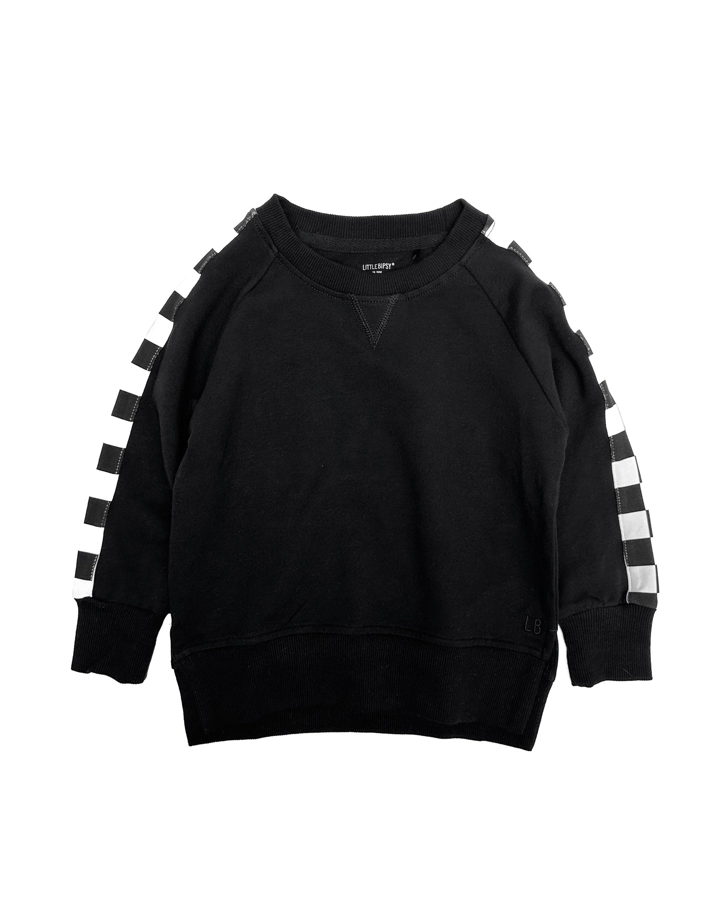 Stripe Checkered Pullover - Black