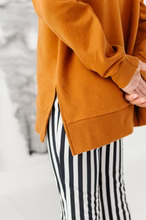 Striped Bow Side-Split Sweatshirt