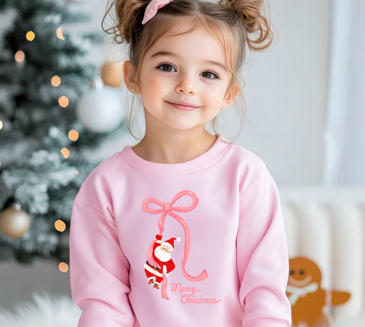 Santa Christmas Bow Sweatshirt
